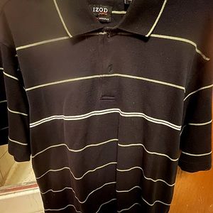 IZOD men’s black & white striped polo